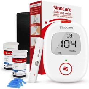 Kit medidor de Glucosa en la sangre – Marca Sinocare (Safe AQ Voice)